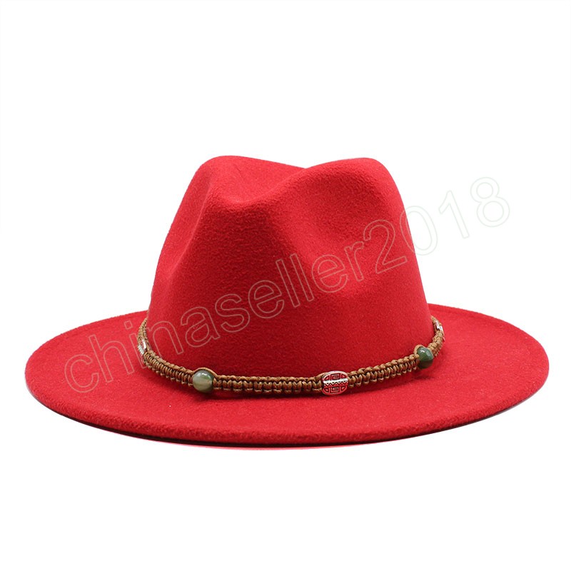 Sombrero Fedora blanco de ala ancha para mujer, sombreros de fieltro de lana para hombre, gorra de Jazz Gamble de Panamá para otoño e invierno