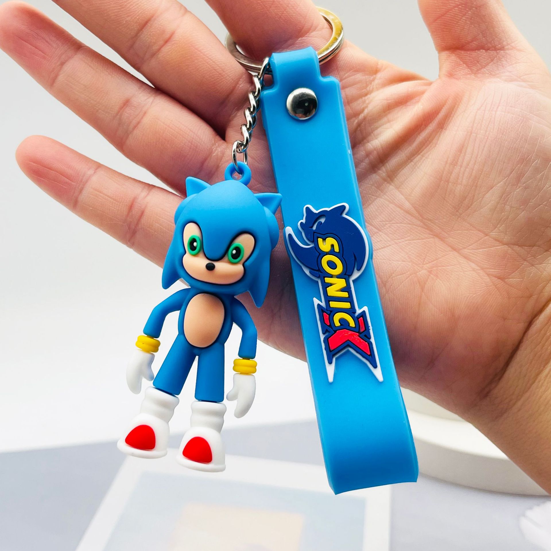 Yeni anime Supersonic Sonic PVC Keychain Çift Çantalı Çanta Key Zincir Kolye Öğrenci Hediyesi