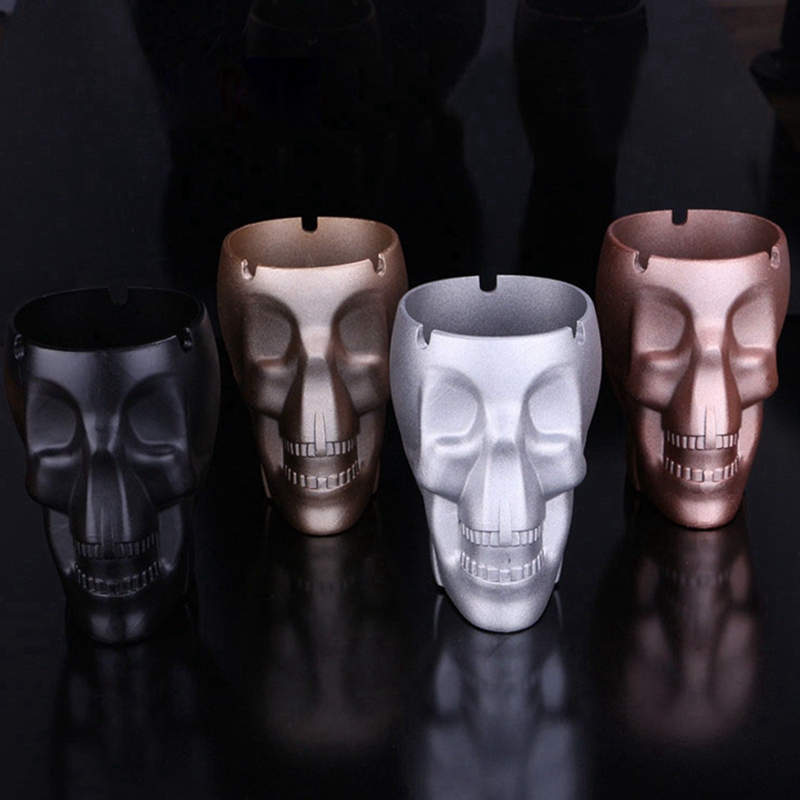 New Style Smoking Colorful Metal Alloy Ashtray Desktop Herb Tobacco Cigarette Tips Support Portable Container Cigar Holder Bracket Ashtrays Skull Style DHL