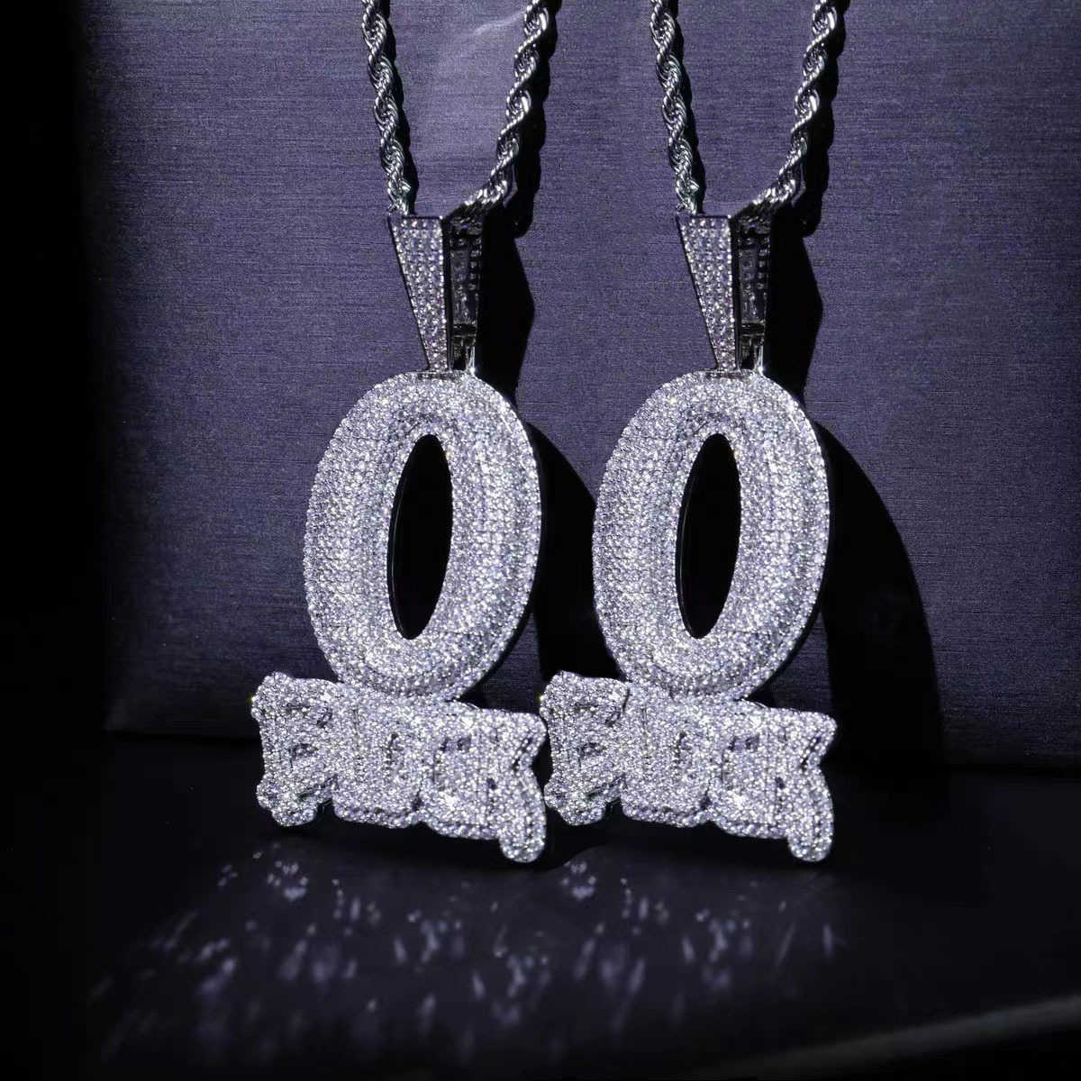 Pendant Necklaces Listen to Jay Hip Hop Jewelry English alphabet O-Block Zircon Pendant Creative Copper Set Zircon Pendant