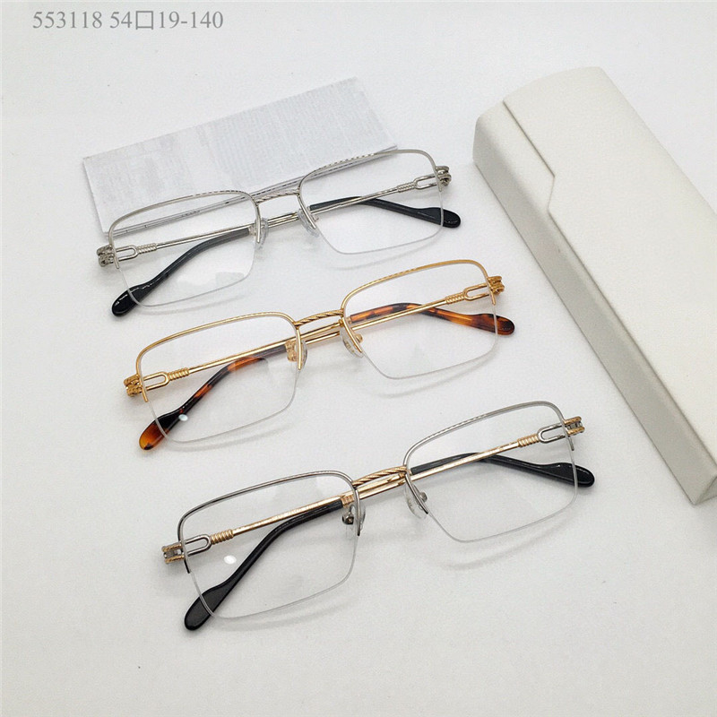 Ny modedesign Optisk glasögon 553118 Square Metal Half Frame Rimless Lens Simple and Business Style Versatila dekorativa glasögon