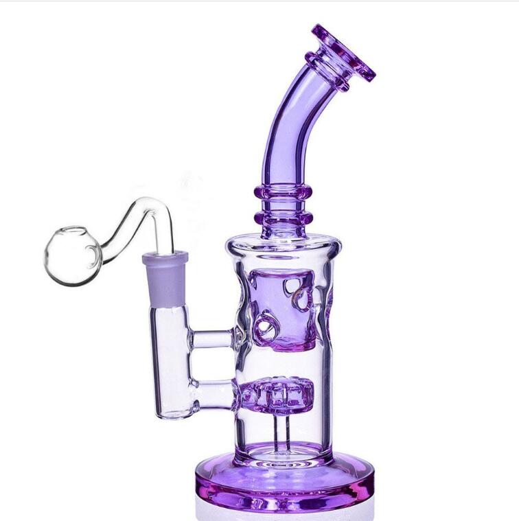 Big Glass Water Bongs Hookahs Freezable Spole Tjock Glass Beaker Base Rökningsglasrör Recycler Oil Rigs med 14 mm skål