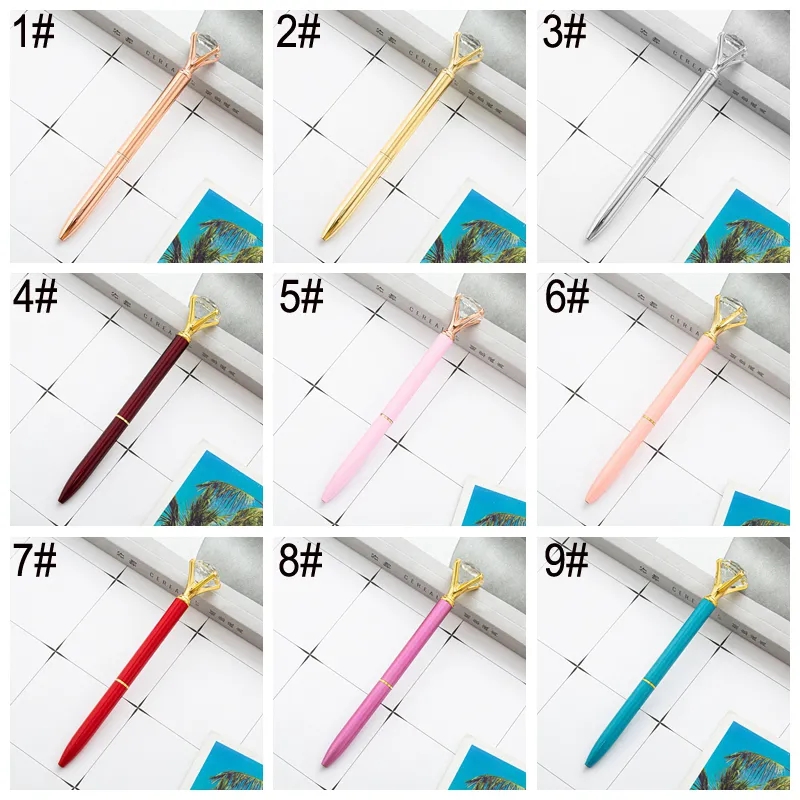 Large Diamond Ballpoint Pen Student Writing Ballpoints Metal Crystal Ballpoint Office Advertising Signature Pens School Supplies