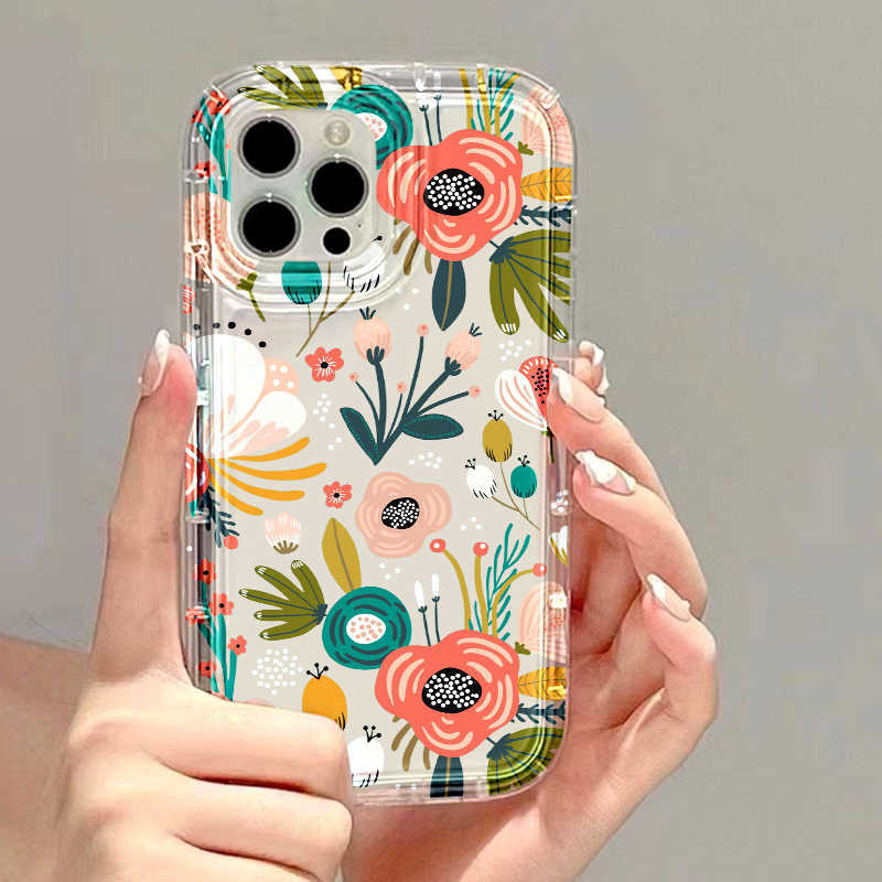 Bloemen Telefoon Case Voor iPhone 11 Case iPhone 13 14 12 Pro Max XR XS Max X 7 8 14 Plus 6S 6 SE 2022 Shockproof Soft Clear Cover L230619