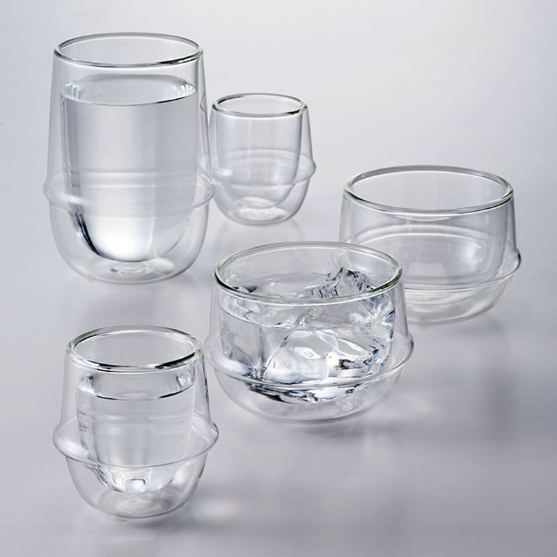 Tazza in vetro isolante a doppio strato uso domestico di alta bellezza, portauovo succo di vetro trasparente multi specifica