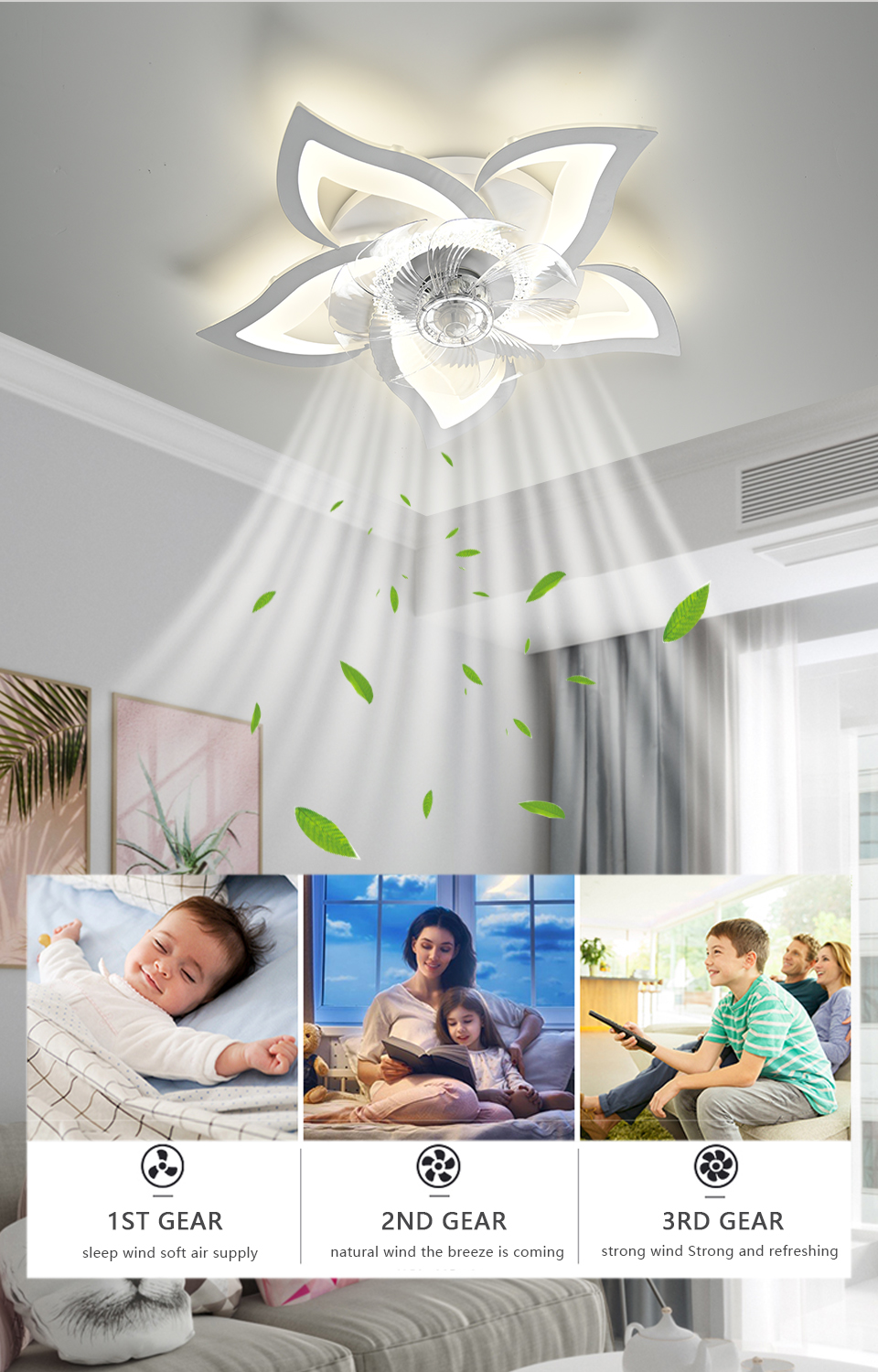 ceiling Fan Fans With Lights Remote Control Bedroom Decor Ventilator Lamp App and RC Adjustable Speed Dimmable Ceiling Lamp For Bedroom Kitchen Exhaust Smoke