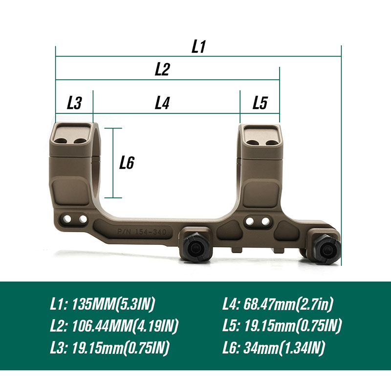 Specprecision C1 Modular Mount 1.54"/34mm Tube Scope Mount With Offset Mount