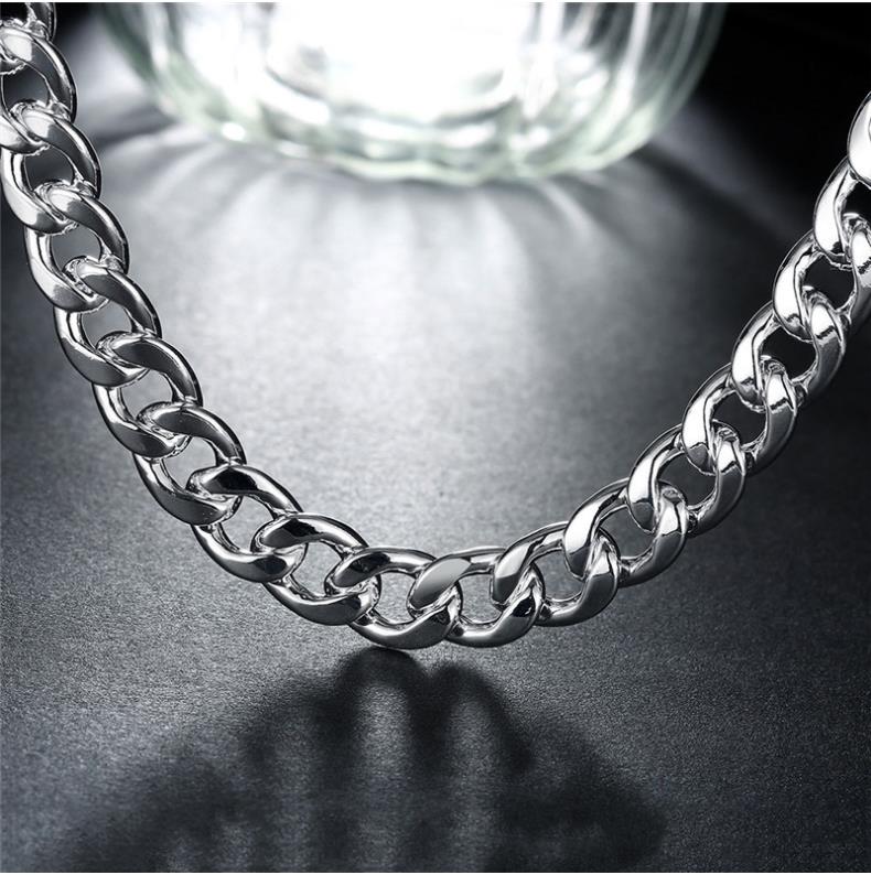 Hot Sales 925 Sterling Silver Men 1+1 Figaro 10mm Hip Hop Chain Halsband Fashion Costume Jewelry