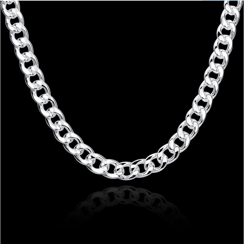 Hot Sales 925 Sterling Silver Men 1+1 Figaro 10mm Hip Hop Chain Halsband Fashion Costume Jewelry