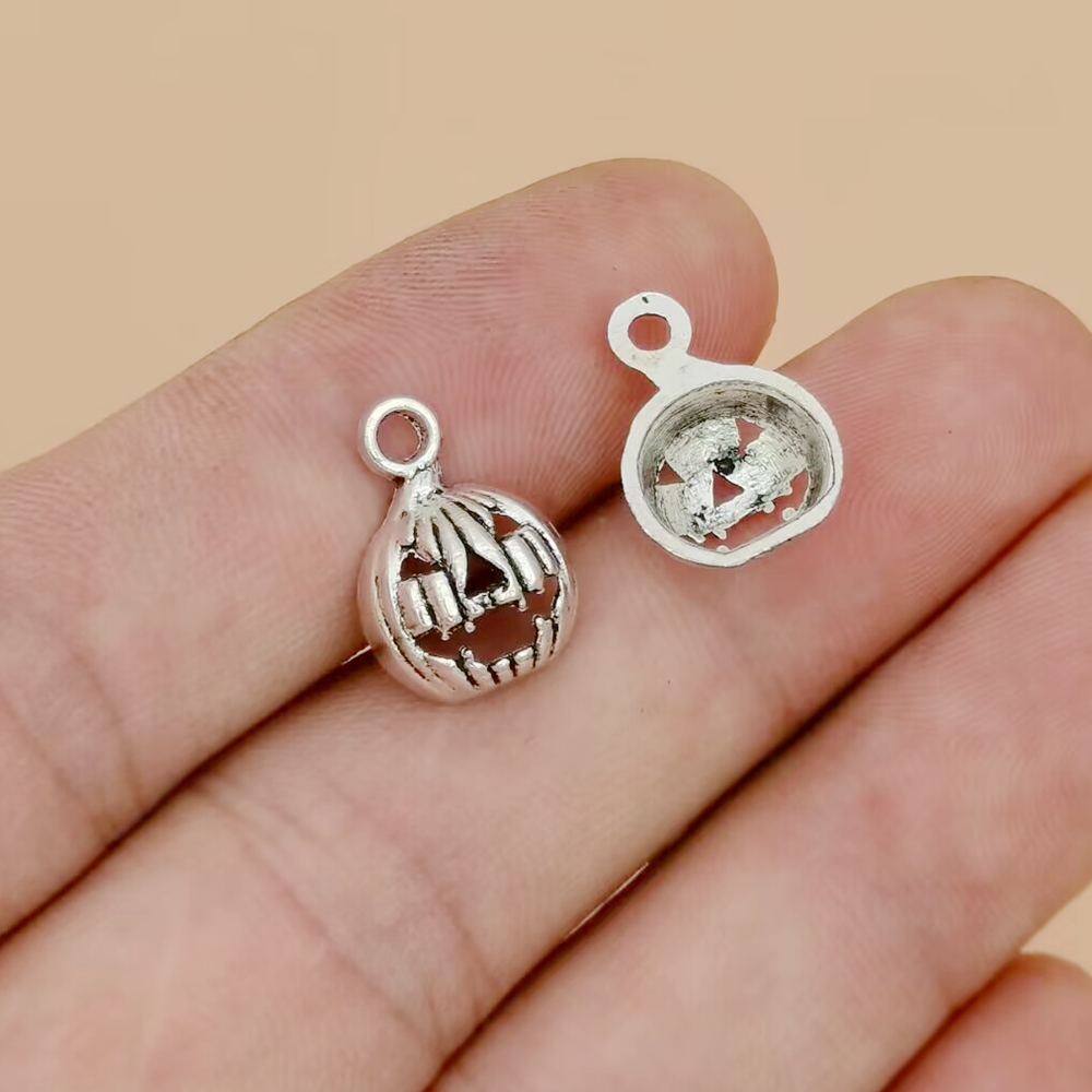 Halloween Pumpkin Charm Pendant,for Crafting Jewelry Making Accessory Antique Silver A-065