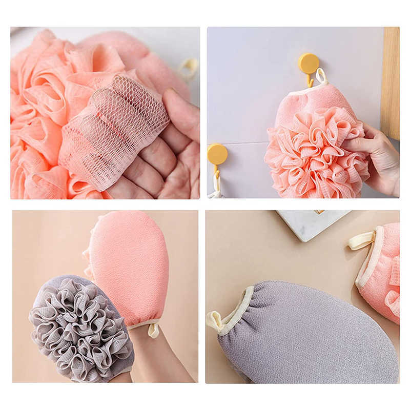 Bath Glove Flower Double Use Scrub Bath Toiletries Soft Bathroom Shower Bath Brushes Sponges L230704