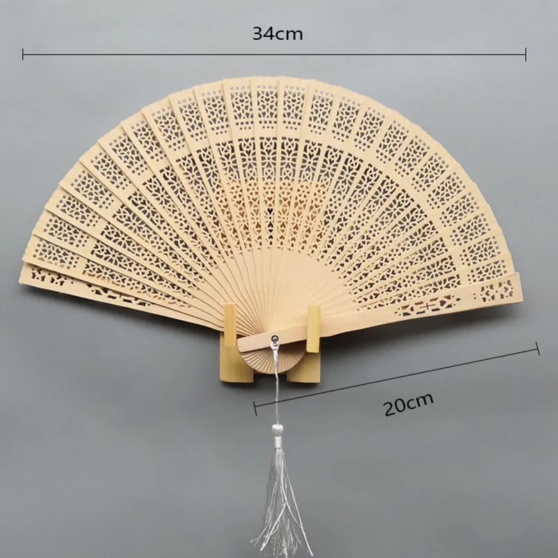 Sandelträ fällande fanfest Favor Personlig handfan Wood Fan Wedding Present Anpassad logotyp