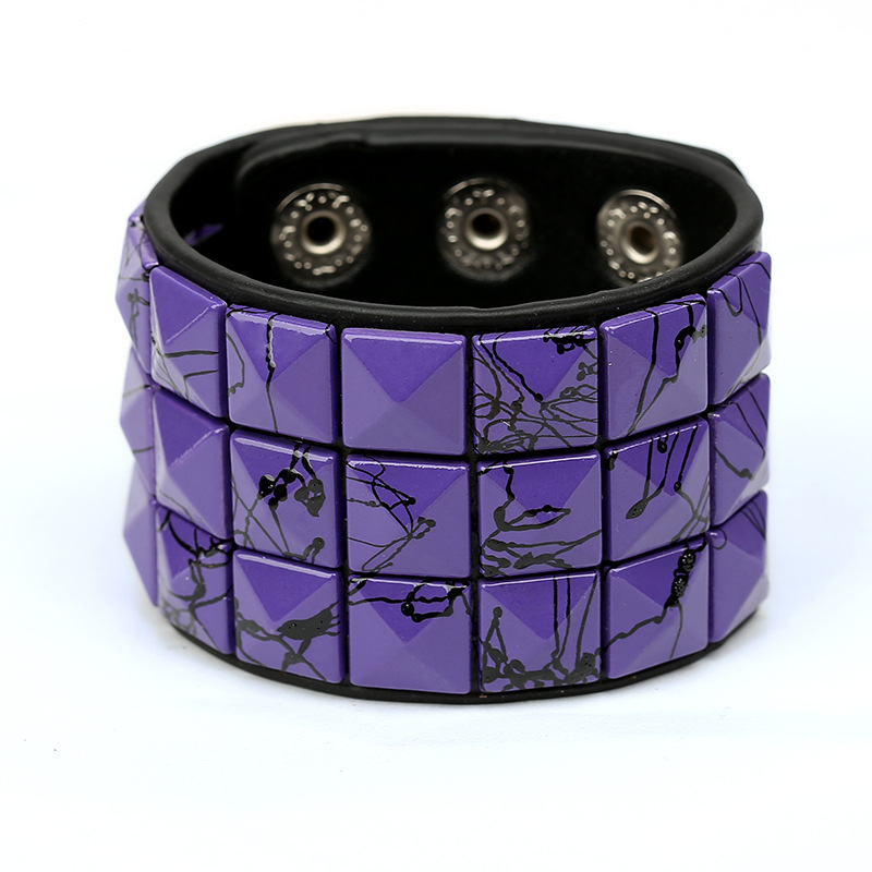 Ny stilfull nit med bultar armband pu läder punk armband manlig famale manschett bangle snap knapp armele armband smycken