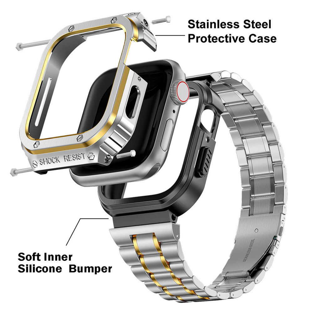 voor Apple Watch Ultra 49mm Series 8 7 6 5 4 SE Premium RVS AP Mod Kit Armor Beschermhoes Band Strap Cover 44mm 45mm