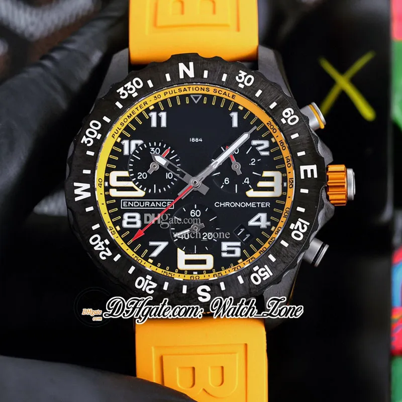 Nieuwe Endurance Pro 44 Miyota quartz chronograaf herenhorloge V2 X823109A1K1S1 PVD staal geheel zwart groot aantal markeringen zwarte rubberen band stopwatch horloges C133A7