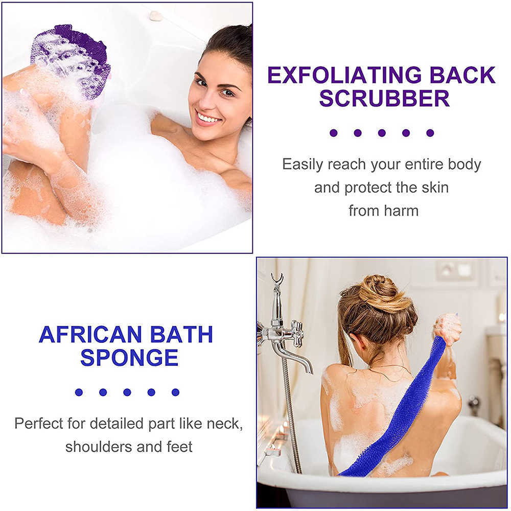 Spugna da bagno africana 31,5 pollici Spugna da bagno Fourdrinier a rete africana Scrub esfoliante corpo doccia posteriore una pelle più liscia L230704