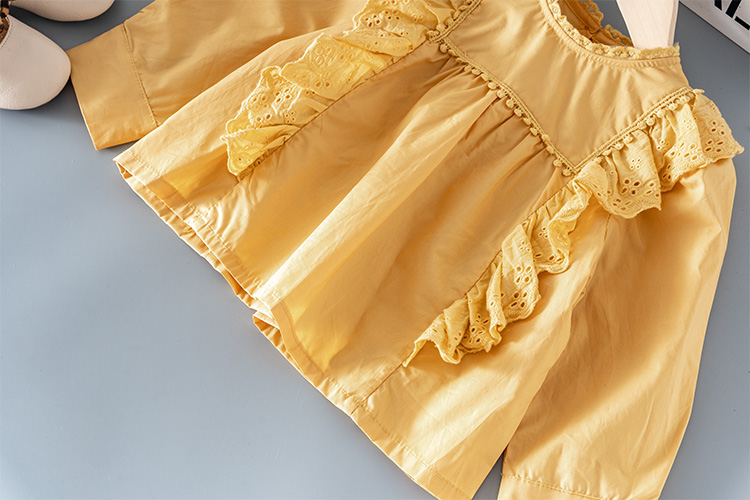 Spring Kids Girl's Clothes Baby Birthday Shirt Tops för småbarn Girls Baby Clothing Outdoor All-Match Ruffle Shirts rockar