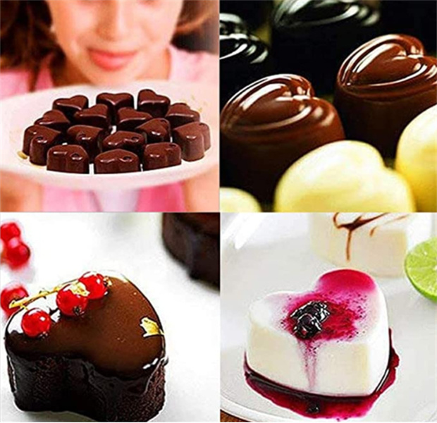 Silicone Cake Mould 10 Lattices Heart Shaped Chocolate Mould Baking DIY JL1572