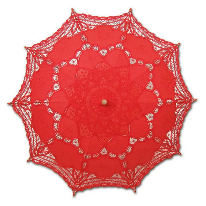 Guarda-chuva de noiva de algodão colorido feito à mão battenburg bordado de renda guarda-sol elegante decoração de festa de casamento guarda-chuva por atacado