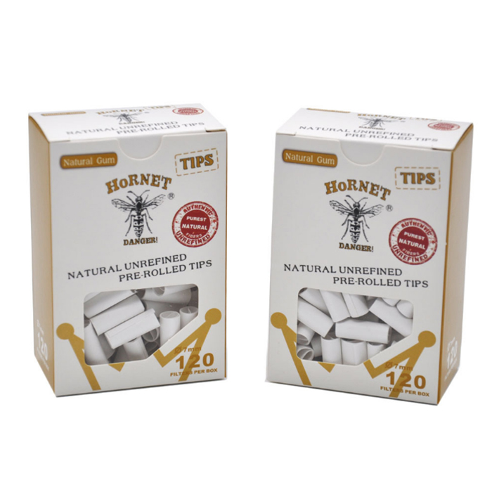 7mm Blanc Brun M-type Pré-roulé Pointe Cigarettes pré-roulées naturelles non raffinées Filtre Feuilles à rouler Conseils Cigarette faite à la main / Box Accessoires pour fumeurs