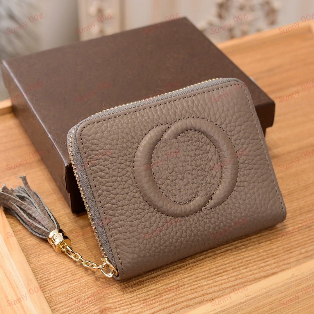カードホルダー4色の小さな正方形の財布デザイナーシングルジッパーコインウォレットラグジュアリータッセルデザインシンプルな名刺クリップ財布