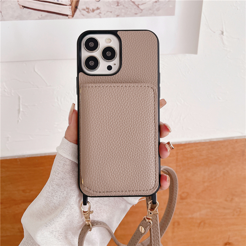 Luksusowe crossbody folio lichee zboża skórzana obudowa telefoniczna do iPhone'a 14 13 12 11 Pro Max Trwałe regulowane smycze wielokrotne gniazda karty skórzane tylne okładka