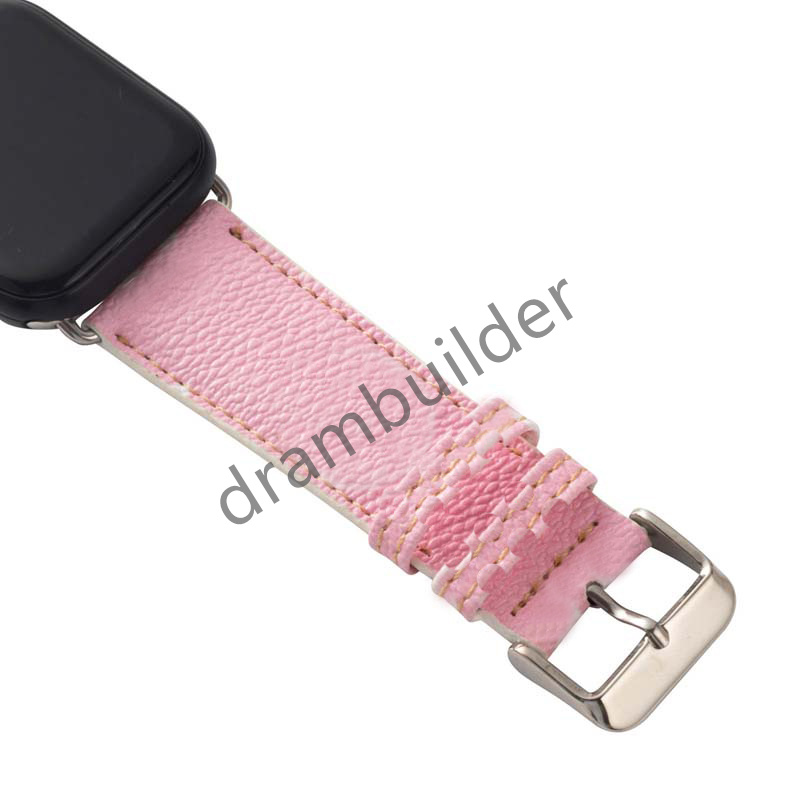 Mode WatchBands rem för Apple Watch Band 41mm 42mm 38mm 40mm 44mm 45mm Iwatch 3 4 5 6 7 Band läderband Armband Stripes Watchband DGGET