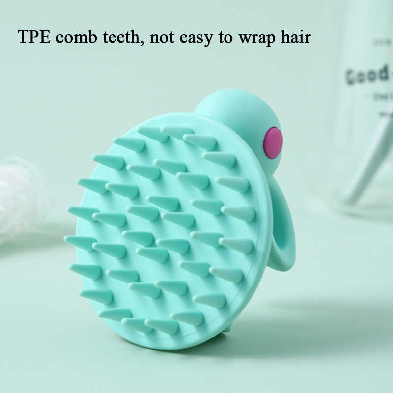 Mignon Lapin Shampooing Brosse Dessin Animé Tête De Massage Cuir Chevelu Doux Enfants Lavage Peigne De Poche Dos Laveur Douche Beauté Outils L230704