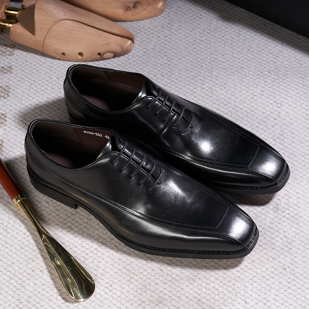 Herren 6069 Klassische Oxford-Kleiderschuhe echte Leder Schnürspitze Zehe Karrierebüro Anzug formeller Schuh für Männer Hochzeitsfeier Oxfords S
