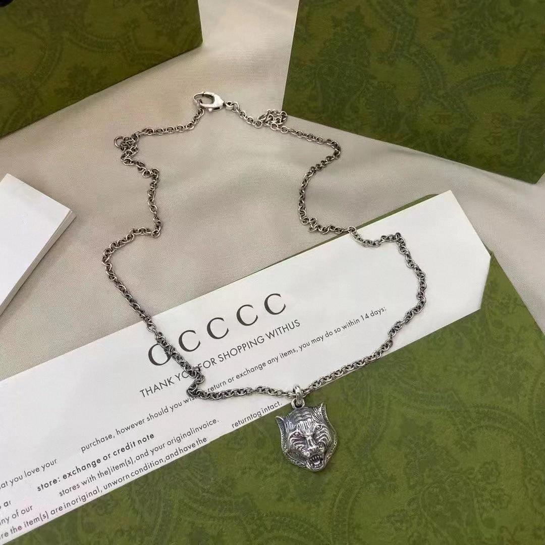 Collier de bijoux de créateur de haute qualité 925 chaîne en argent pour hommes femmes pendentif crâne tigre avec lettre colliers de créateurs mode gif201b