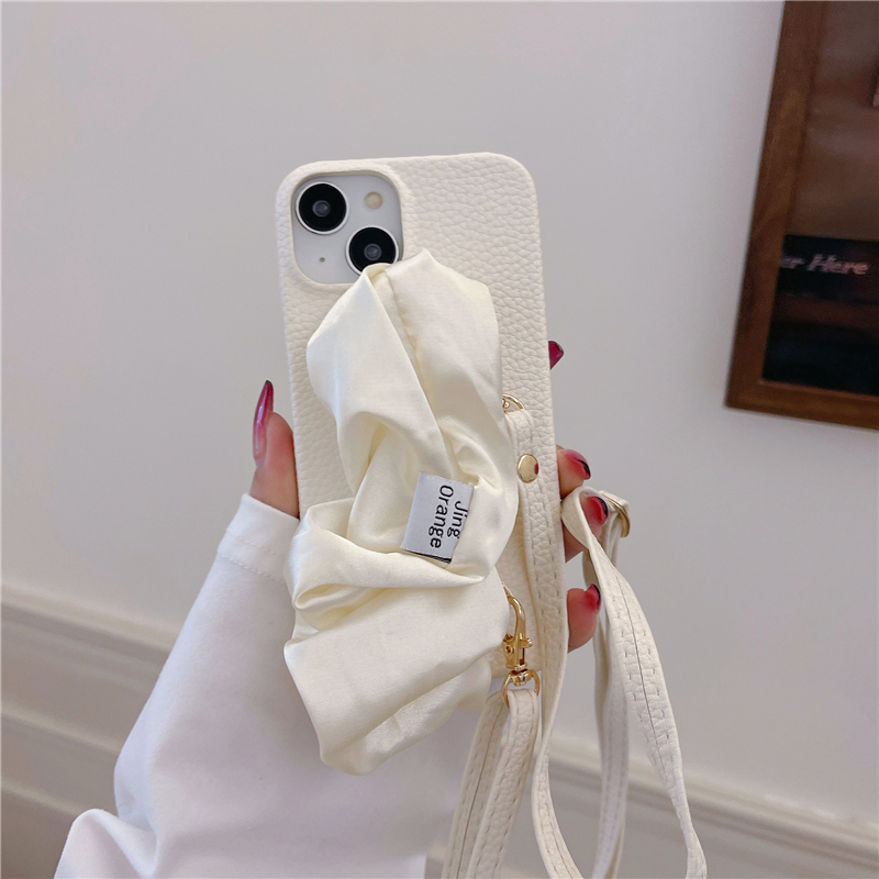 Luxury Crossbody Lychee Pattern Custodia telefono Vogue iPhone 14 13 12 11 Pro Max Durevole Elegante cordino Seta Moda Donna Cover posteriore Antiurto