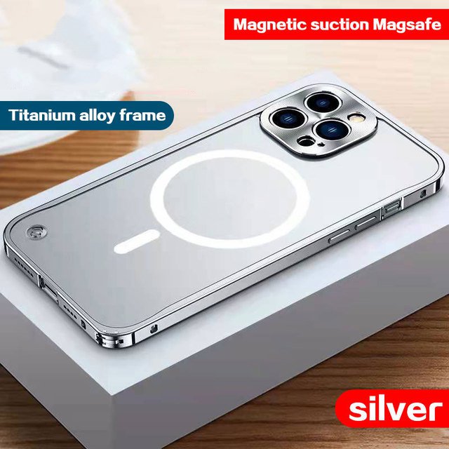 Magsafe High-End Luxe Titanium Legering Frame Knop Lock Voor Iphone 15 14 11 12 Pro Max Iphone14 13 mini Telefoon Case Bescherming Cover
