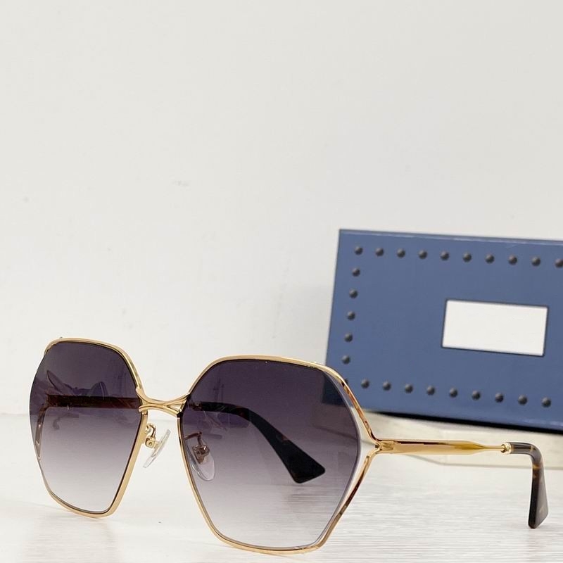 2023 unisex high quality sunglasses gold thin metal Semi-Rimless brown Gradient Color polygon glasses available with box