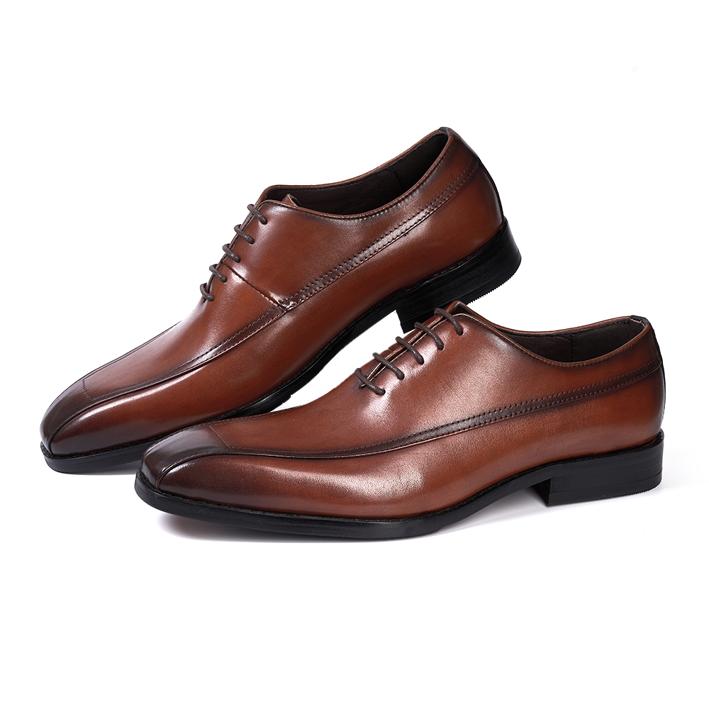 Robe authentique Chaussures masculines classiques Oxford en cuir point à lacets de carrière