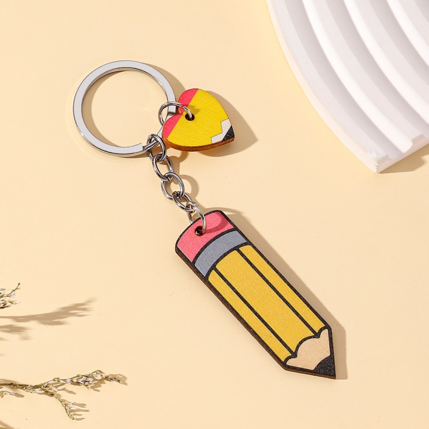 DHL Personalized Pencil Keychain Favor DIY Blank Acrylic Keyring with Tassel Creative Backpack Hanging Pendant