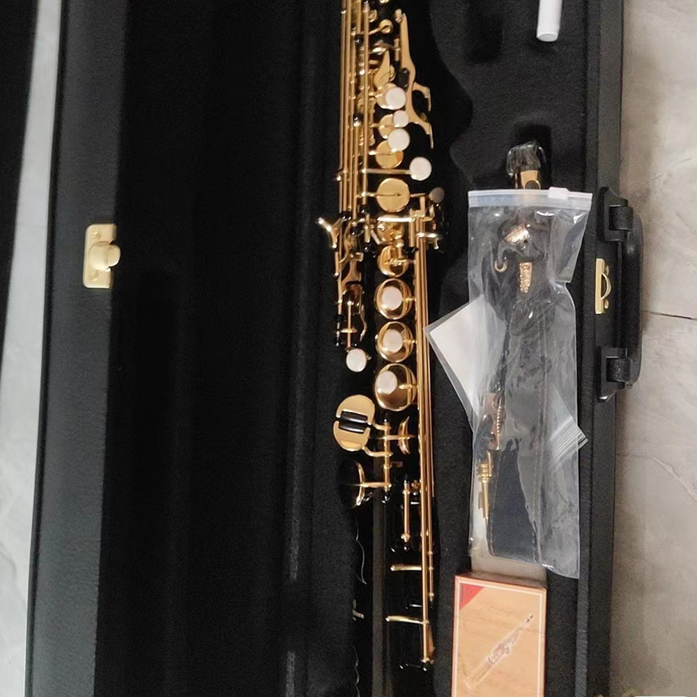 Saxofone soprano de tubo reto 992 de alta qualidade BB tom latão banhado a níquel Fabricação artesanal japonesa gravada padrão com acessórios