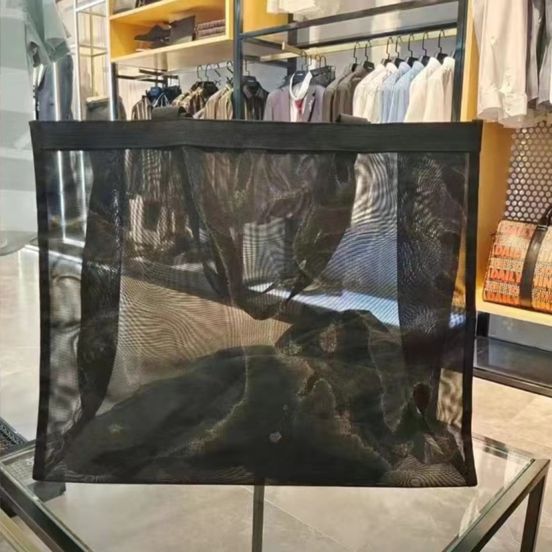 Klassisk mesh -shoppingväska, lyxigt mönster, resvättväska, transparent handväska, axelväska med stor kapacitet, fashionabla och populära