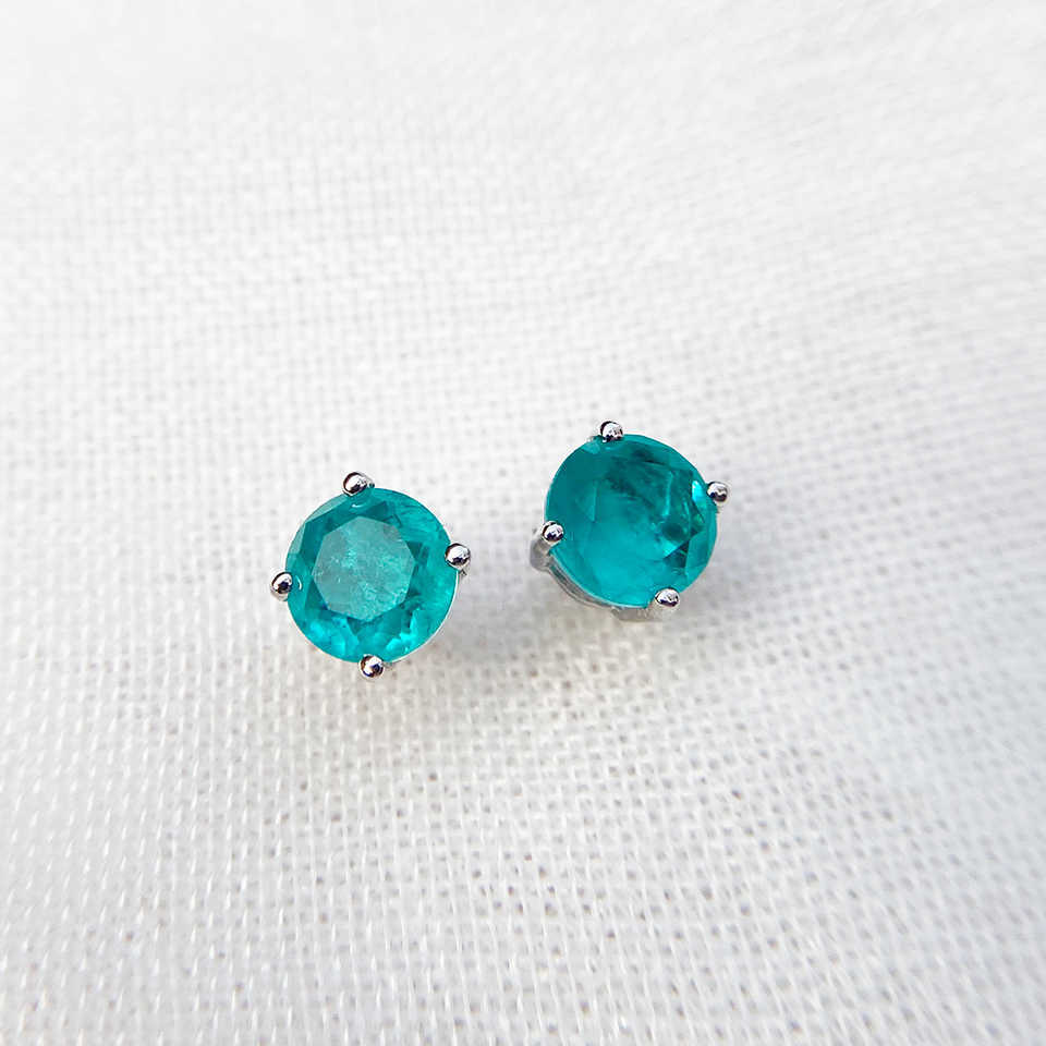 Stud Luxyimagic Paraiba Tourmaline Gemstones Boucles d'oreilles pour femmes Solide 925 Bijoux en argent sterling Gemstone pour Girl Party J230717