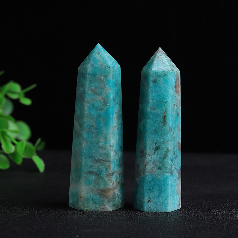 Natural Crystal Point Amazon Crystal Tower Healing Reiki Obelisk Polished Quartz Wand Tower Ornament for Home Decoration Gift