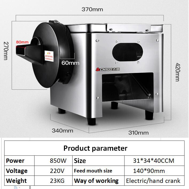 Linboss köttklippmaskin Multifunktionell kommersiell tärning kött Slicer Cutter -bearbetningsmaskiner för skärning av fisk Por850W