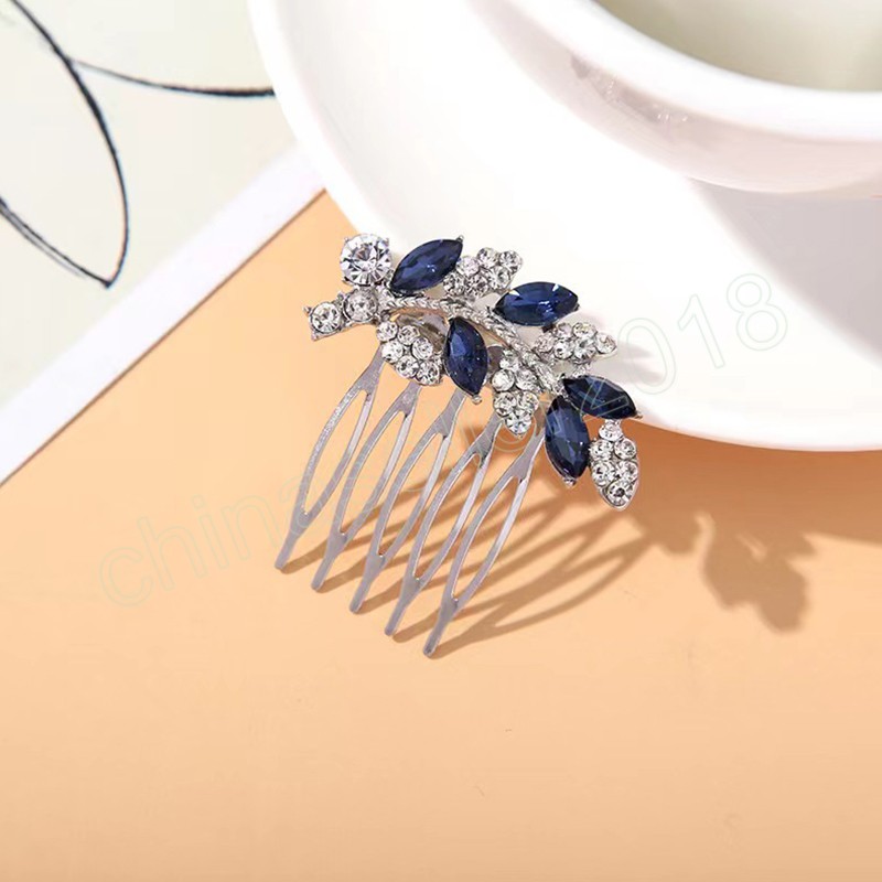 Pettini capelli con foglie di cristallo Fermagli a forma di foglia con pettine inserito a forma di diamante Accessori capelli feste da donna