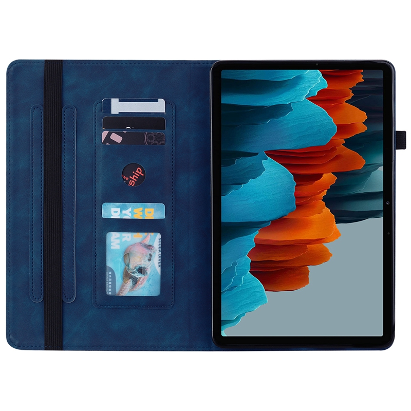 Estojo de couro PU liso com zíper S9 para Samsung Galaxy Tab S9 11 polegadas S9+ 12,4 polegadas S7 S7+ A8 10,5 carteira porta cartão de identificação capa flip capa à prova de choque bolsa de dinheiro