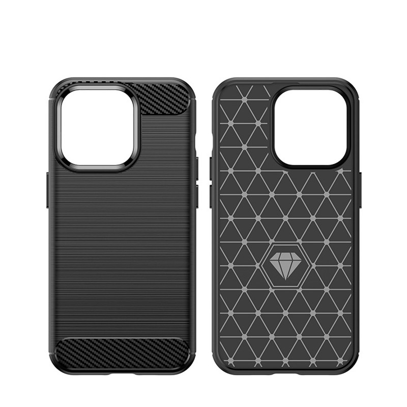 Coques de téléphone en fibre de carbone Couverture arrière souple en TPU Protecteur de bouclier robuste et souple pour iPhone 15 14 13 12 11 pro max X Xs XR 7 7P 8 8plus