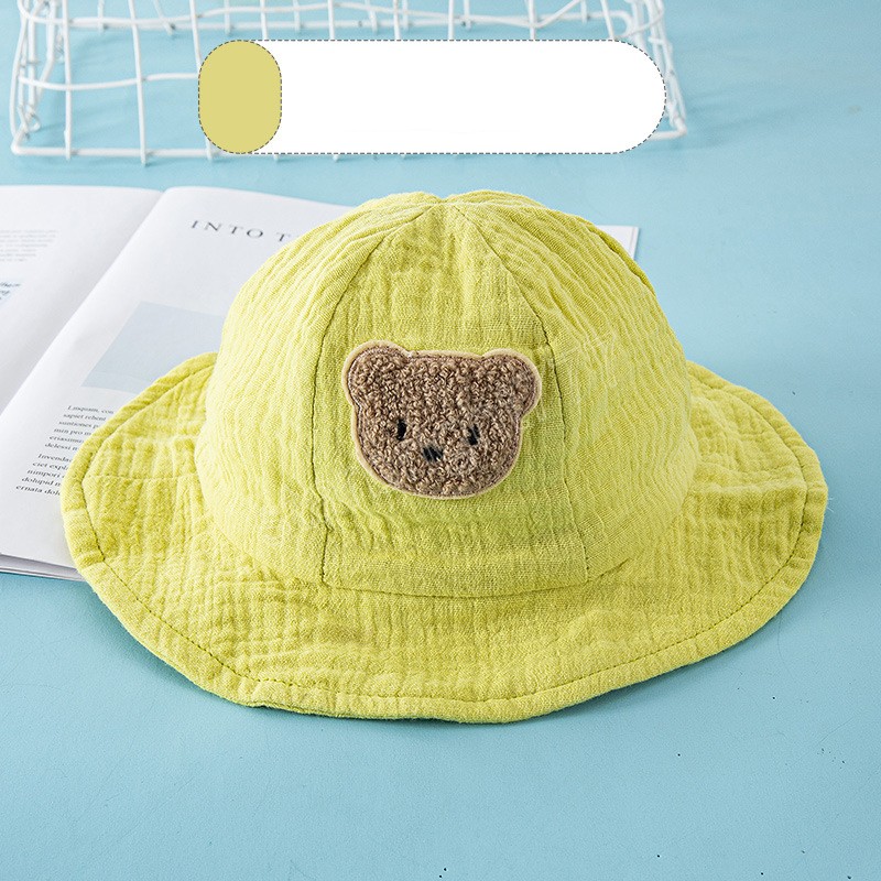 Korean Bear Baby Bucket Hat Solid Color Cartoon Fisherman Cap for Toddler Boy Girl Summer Thin Kids Panama Sun Caps