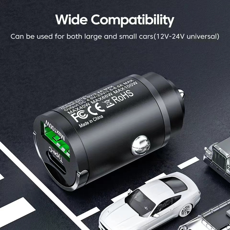 Mini 100W USB Autolader Type C QC3.0 PD Autoladers Snel Opladen Pull Ring Auto Telefoon Oplader adapter Voor iphone Samsung Huawei Xiaomi