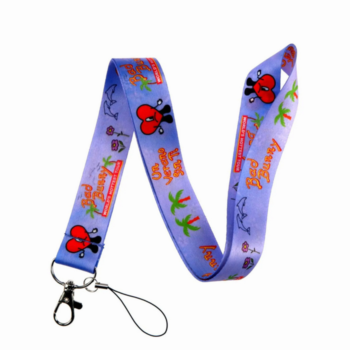 Bad Bunny Pop Star Sänger Lanyard Designer Schlüsselanhänger Cartoon Muster Handy Hals Langes Seil Kamera Umhängeband Büro Ausweis Lanyardss Raucherzubehör