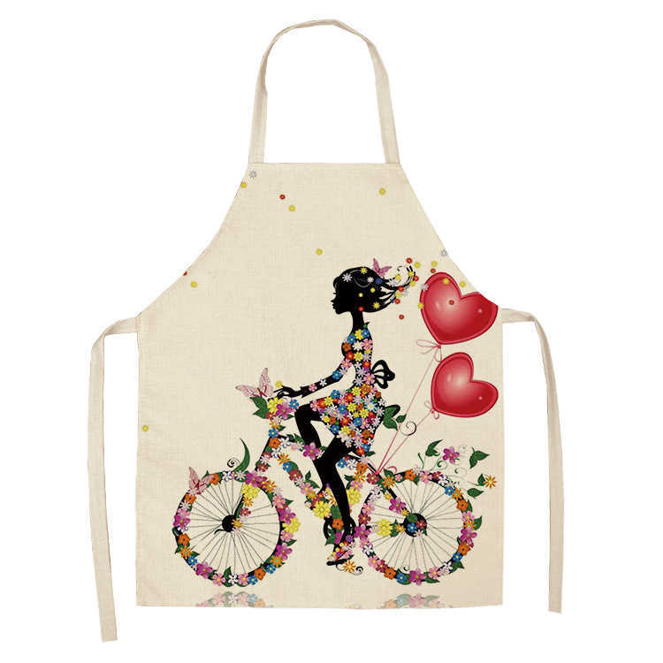 Förkläde Kitchen Pretty Girl Linen Print Home Kitchen Waterproof förkläden för kvinnor matlagningstillbehör Delantal Cocina Pichi Mujer L230620