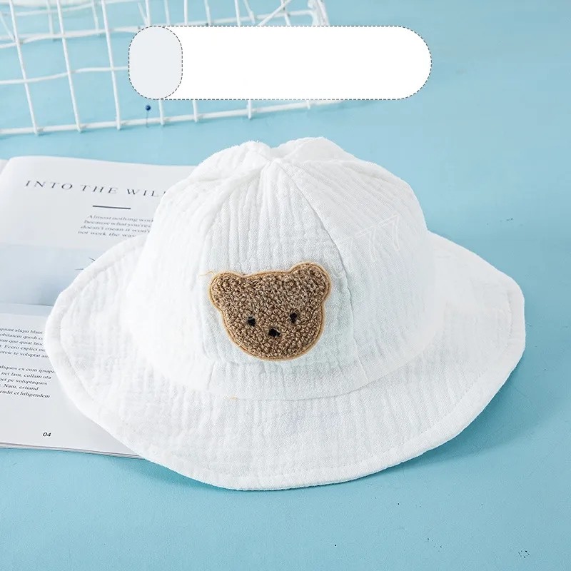 Korean Bear Baby Bucket Hat Solid Color Cartoon Fisherman Cap for Toddler Boy Girl Summer Thin Kids Panama Sun Caps