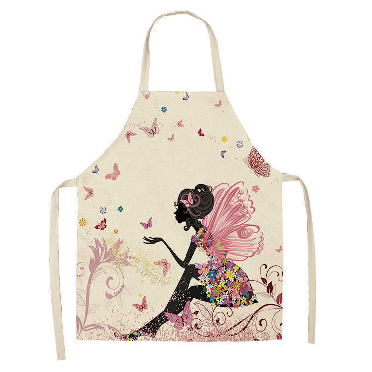 Förkläde Kitchen Pretty Girl Linen Print Home Kitchen Waterproof förkläden för kvinnor matlagningstillbehör Delantal Cocina Pichi Mujer L230620