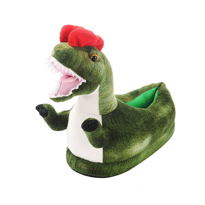 Paar Indoor Vloer Slippers Hot Cartoon Dinosaurus Slides Leuke Harige Thuis Warme Zachte Schoenen Vrouwen Winter Slides Knus katoenen Schoenen L230704